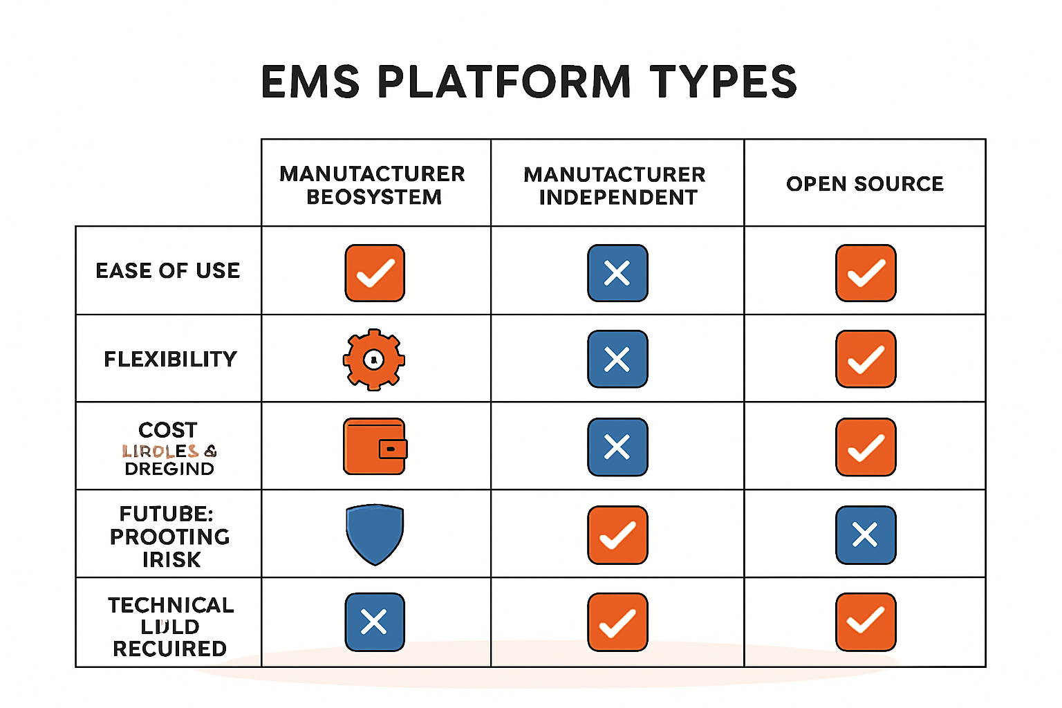 Compare EMS platform paths across critical decision factors to find the best fit for your energy management needs.